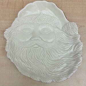 Mikasa Holiday Elegance Fine Porcelain Santa's Cookie Plate -Gold trim -EUC